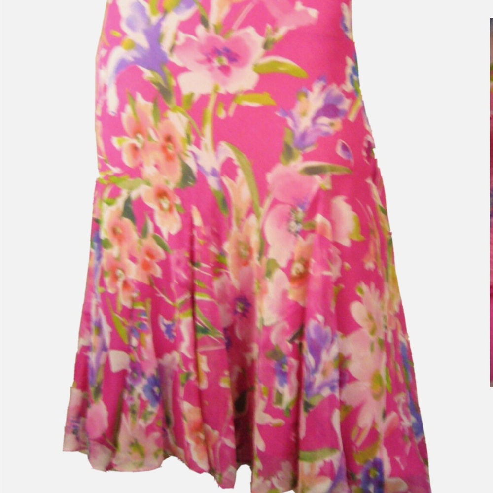 Lauren Ralph Lauren Pink Pleated A-Line Midi Skirt